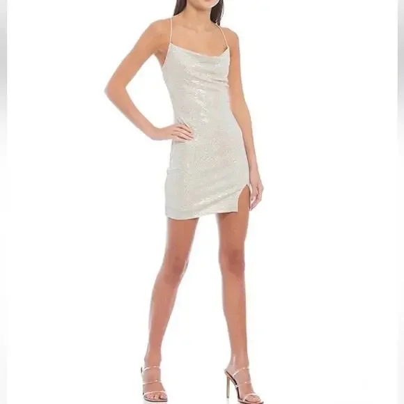 blue dress for baby girl Gilea Bodycon Dress in Silver Metallic main image 0